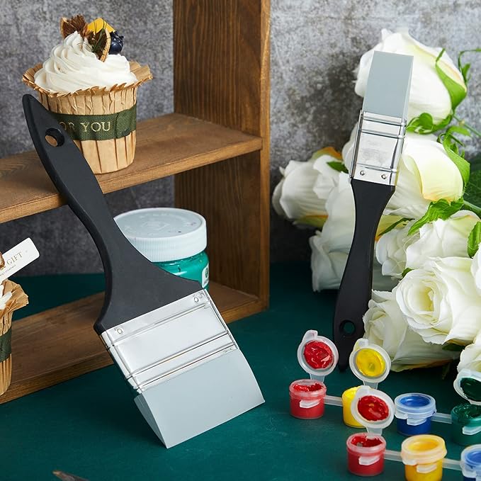 Outus 2 Pieces Silicone Painting Brush Color Shapers for Painting Color Shaper Tool Pointed Edged Solid Flat Flexible and Water Based Drawing Tool for Move Remove Acrylic Paints(1 Inch, 3 Inch)