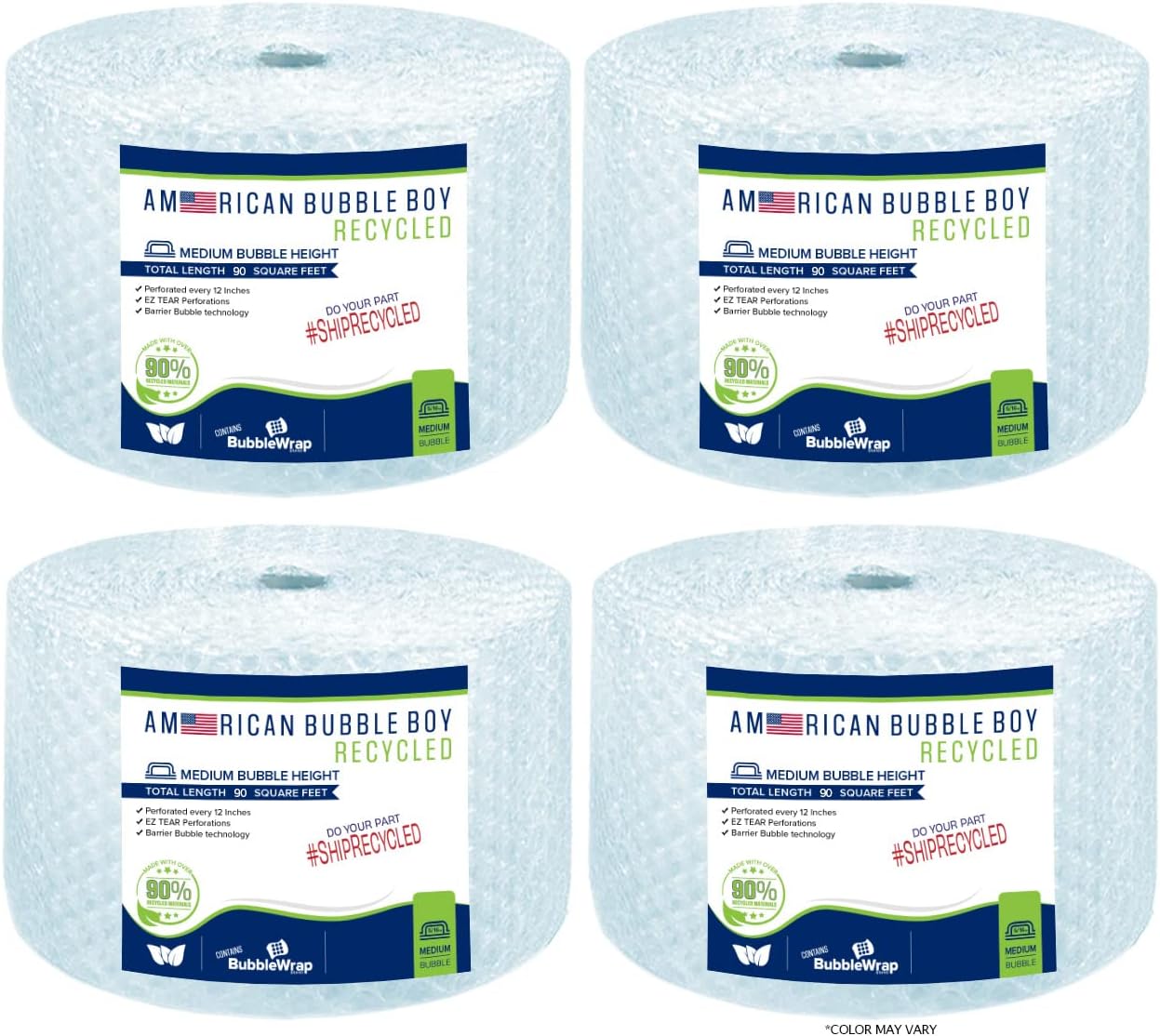 5/16 Medium Recycled Bubble Wrap - 4 rolls