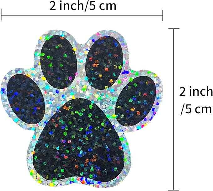 2 Inch Paw Stickers,300Pcs Sparkle Black Paw Stickers,Self-Adhesive Holographic Shiny Bear Paw Stickers Roll for Kids Birthday Decor Envelopes Seals Cards Gift Wrap