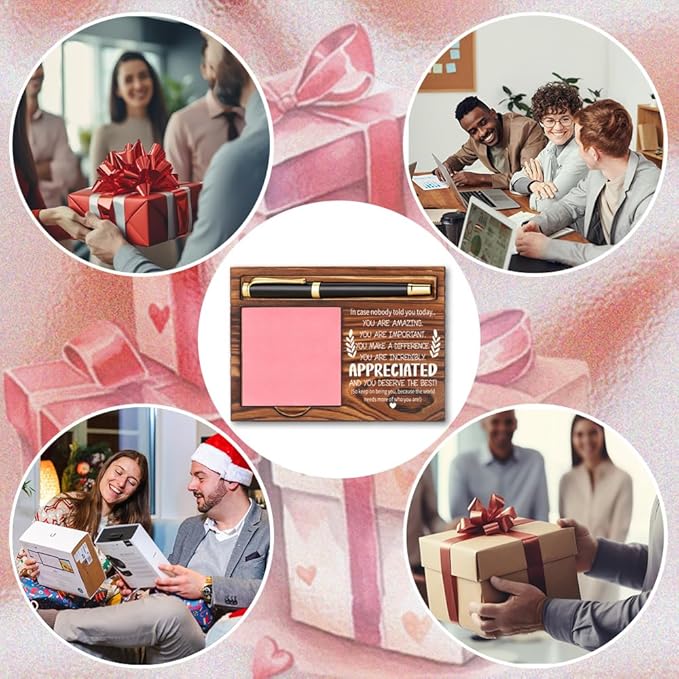 Appreciation Sticky Note Holder, Thank You Appreciation Gifts for Women Men Teacher Friends Coworker Nurse Employee, Inspirational Quote for Desk Self-Stick Note Pad Holders YB363