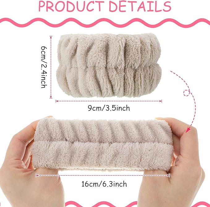 Chuangdi 4 Pairs Wrist Bands for Washing Face Wrist Spa Microfiber Wash Towel Band Scrunchies Absorbent Wristbands Sweatband for Women Prevent Liquid from Spilling