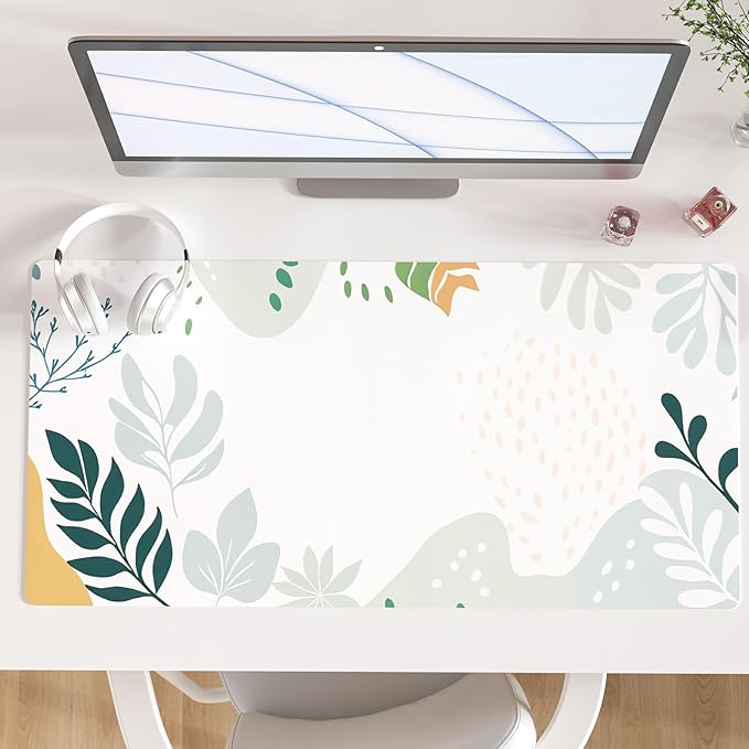 Colorful Star Abstract Boho Large Mouse Pad, Waterproof Green White Desk Mat, Double Sided Computer Gaming Mouse Pad, XXL Full Desk Mousepad Non Slip Writing Pad for School Office Home 31.5" x 15.7"