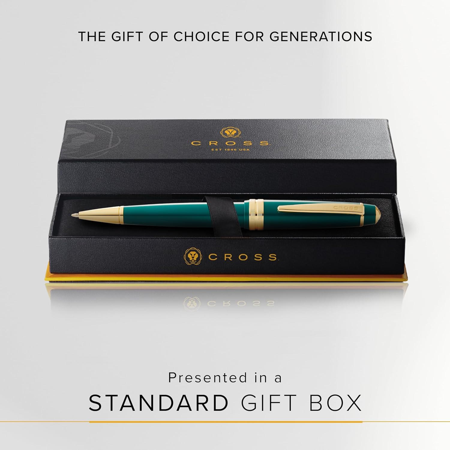 Cross Bailey Light Refillable Ballpoint Pen Presented in a Everyday Gift Box - Medium Point, Black Ink, Polished Green