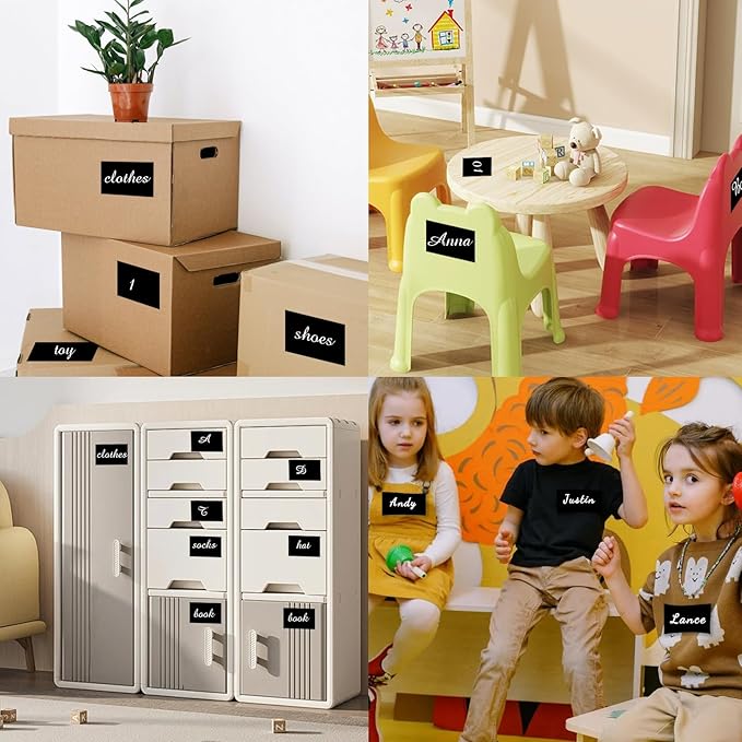 Colored Labels Stickers 3 x 5 Inch, Removable Rectangular Moving Labels, Large Color Coding Labels Moving Stickers- 200 Pack/Black