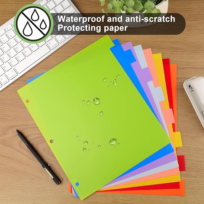 HABGP 16Pcs/2 Set 8 Tab Dividers for 3 Ring Binder, 16 Pcs Multicolor 3 Ring Binder Dividers with Tabs, Page Folder Dividers, Plastic Tabbed File Dividers with Tabs, Three Ring Binder Index Dividers