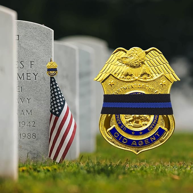 CREATRILL 40 Pack Police Mourning Band Stripe Police Officer Badge Shield Funeral Honor Guard Straps for Badge Size of 1.4" to 2.4", 2 Styles(20 Pack Black + 20 Pack Thin Blue Line)