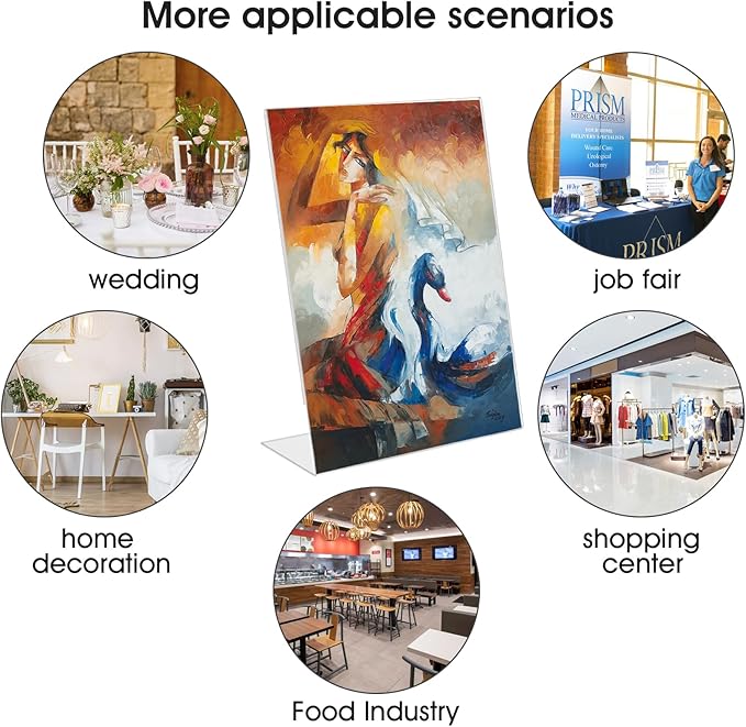 Acrylic Sign Stand Holder - 8.5x11 Inches Plastic Acrylic Literature Holders, 12 Pack Sign Holders Suit for Flyer, Magazine, Pamphlet, Booklet Display