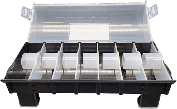 7-Slot Day of The Week Covered Label Dispenser (for 3/4" or 1" Labels) - Food Sticker Holder for Inventory Management and Meal Prep, Protects Labels Inside