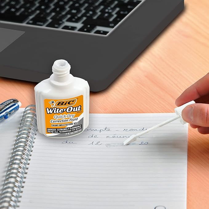 BIC Wite-Out Quick Dry Correction Fluid - 4 pack - white color writeout - white-out