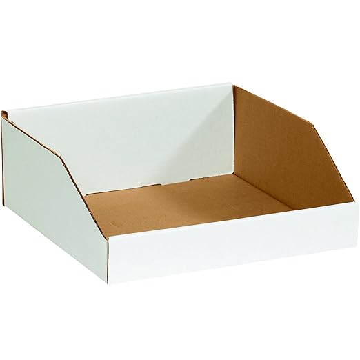 Partners Brand PBINMT121214 Open Top Bin Boxes, 12" x 12" x 4 1/2", Oyster White (Pack of 50)