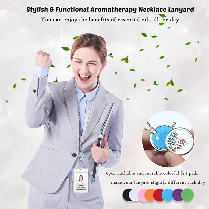 Lanyards for ID Badges - Lanyards for Women - Teacher Lanyard Strong Stainless Steel Badge Necklace Lanyard Keychain Nurse Gifts Fashion Office Work Jewelry Silver Chain ID Badge Holder with Lanyard