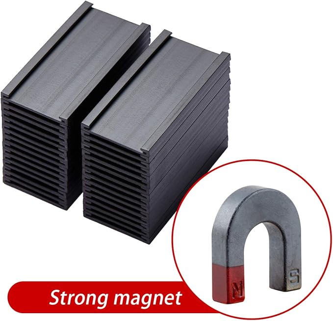 Eeoyu Magnetic Label Holders with Magnets Magnetic Data Card Holders with Clear Plastic Protectors for Metal Shelf, Whiteboard, Set of 30 (1 x 2 Inch)