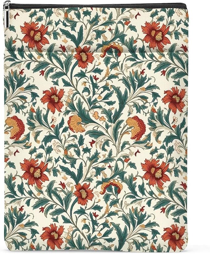 Botanical Book Sleeve, Classic Flower Book Covers for Paperbacks, Floral Book Pouch Book Protector, Book Lovers Gifts for Women Girls Wife, Book Accessories Book Club Gifts Christmas Birthday Gifts