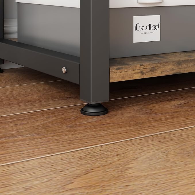 TigerDad Printer Stand with Storage Drawer, Multifunctional Desk Organizer for Fax Machine Scanner Files Utility Carts for Office Supplies, File Cabinet, Space Saving Design for Home Office