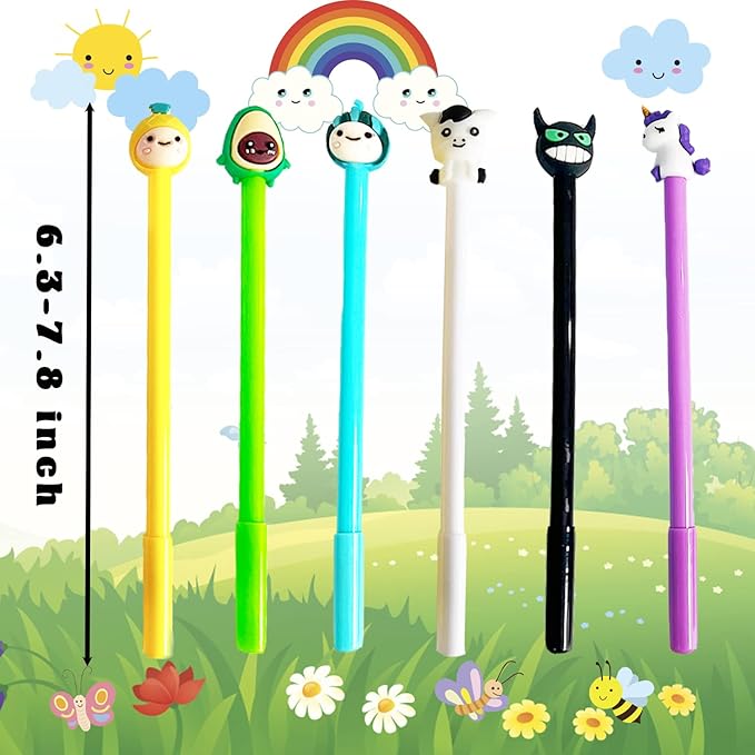 70 Pieces Cute Cartoon Gel Ink Pens,Random Novelty Kawaii Pens,Cool Assorted Styles Writing Pen for Kids,School Office Home Supplies,Gift