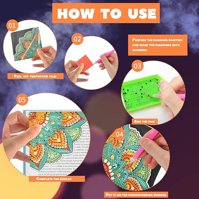 4Pcs Diamond Bookmarks,DIY Corner Bookmark Diamond Kits,Diamond Art Bookmarks DIY Page Bookmarks for Home Office School Beginner Adults Reading Crafts Kit Gifts