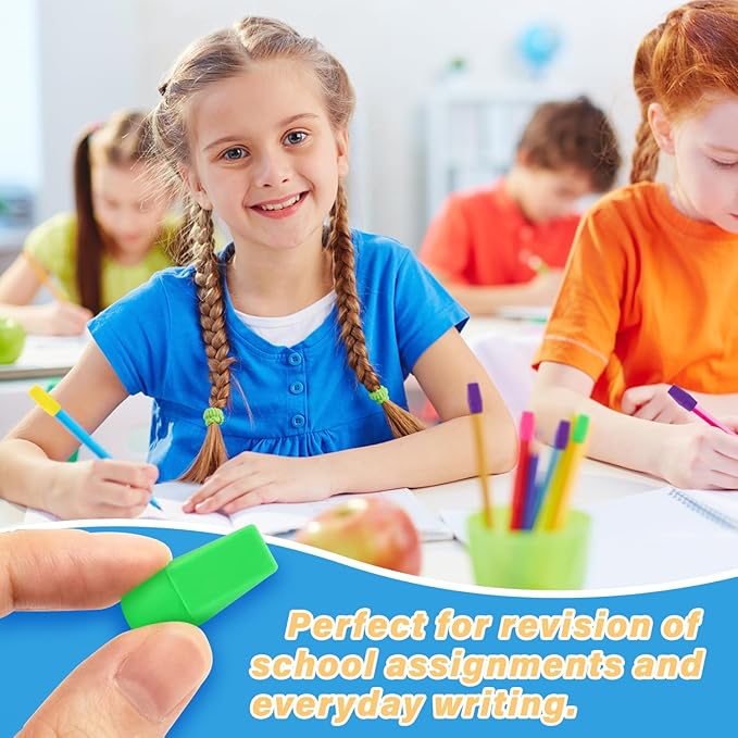 PRALB 400PCS Pencil Top Eraser Bulk Caps for Pencils,Chisel Shape Erasers Toppers Assorted Colors for Party Favors Games Prizes, Pencil Top Erasers Cap for Home School Classroom Office,Color 3