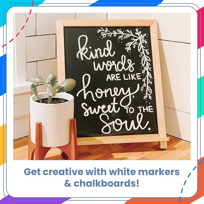 Chalkola 5 White Chalk Markers for Chalkboard Signs, Blackboard, Car Window, Bistro, Glass | 5 Variety Pack - Thin, Fine Tip, Bold & Jumbo Size Erasable Liquid Chalk Pens (1mm, 3mm, 6mm, 10mm, 15mm)