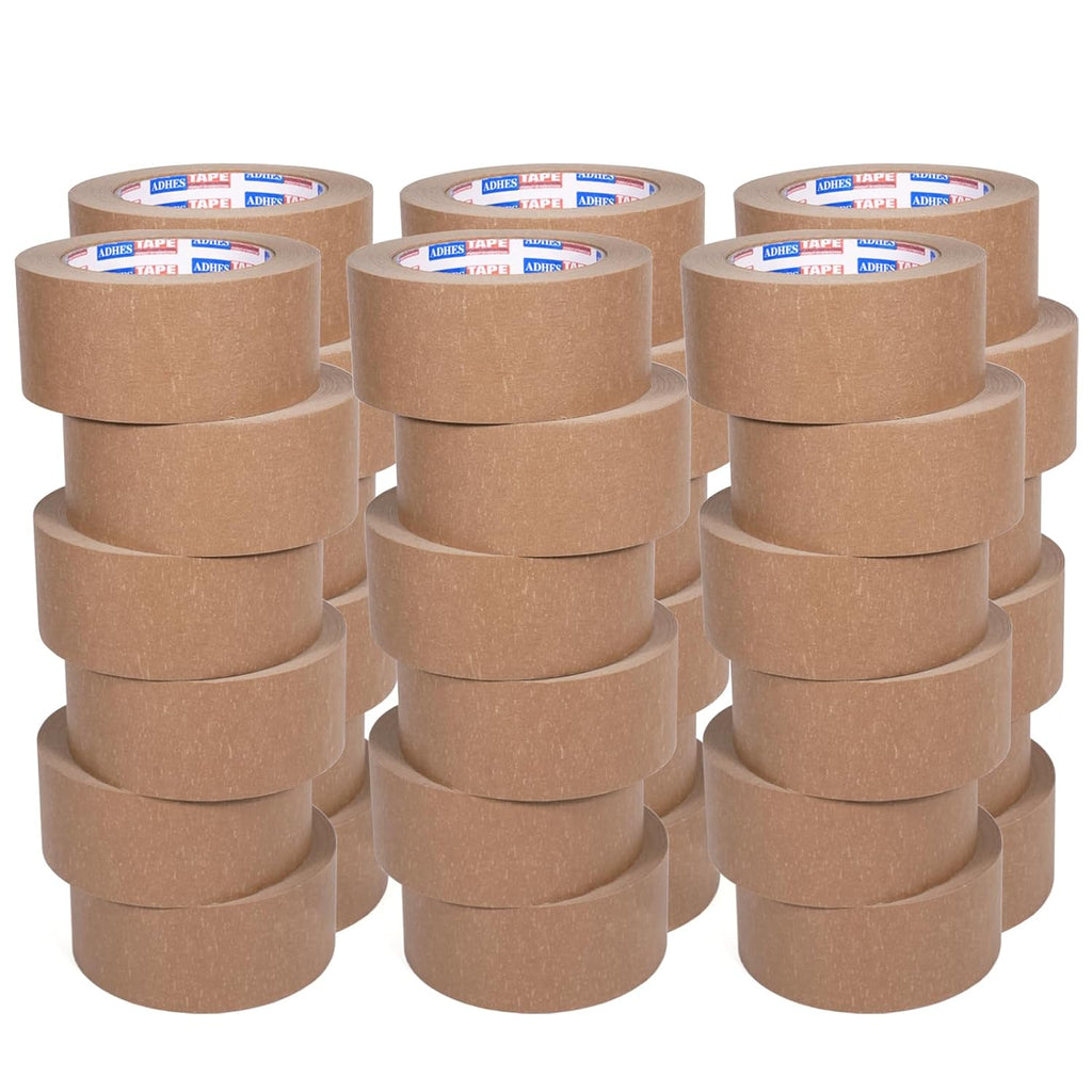 ADHES Heavy Duty Kraft Paper Tape Eco Friendly Packing Tape Writable Non-Coated Surface for Masking, Sealing, and Packaging Use,2” x 43 Yards,36Rolls