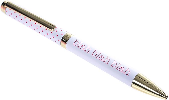 Graphique Blah Blah Blah Pink Polka Dot Fashion Pen - 5.5" Ballpoint Pen with Refillable Black Ink, Twist-Top Pen, Matching Gift Box, 1 Count (Pack of 1)