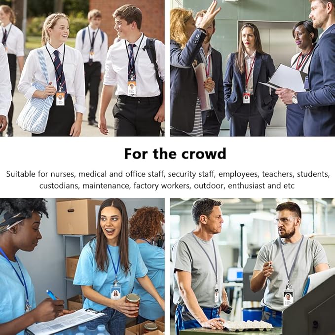 3 Pack Neck Lanyard with ID Badge Holder, Office Strap Lanyards, Stainless Metal Swivel Hook for Name Tag, Badge Holders, Keychains, Card, Black