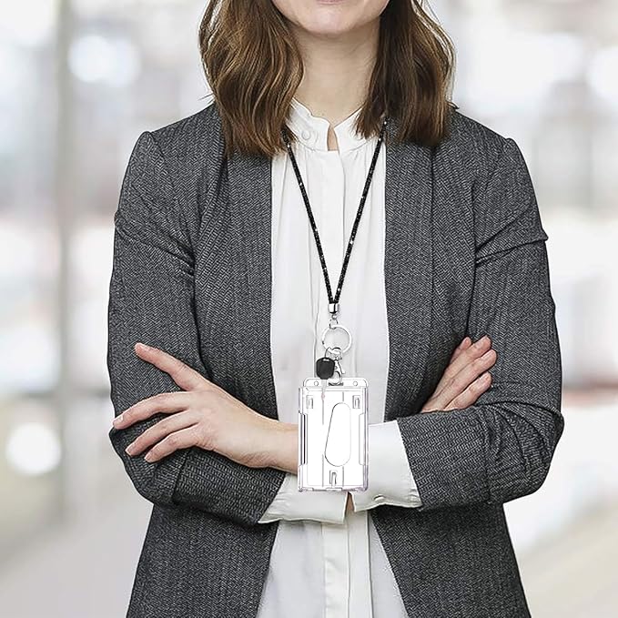 VIQWYIC Retractable ID Badge Holder with Clip, ID Name Badge Reels with Bling Rhinestones Retractable Card Holder for Office Worker Teacher Doctor Nurse (Black)