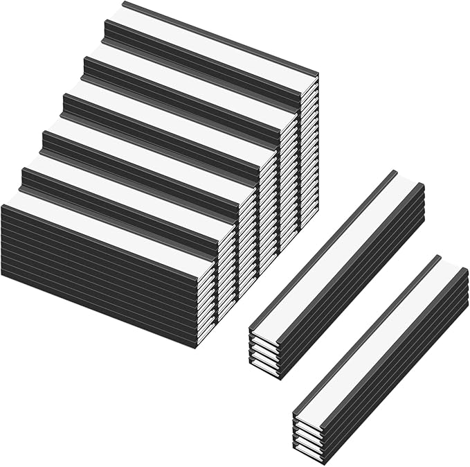 C Channel Magentic Label Holders 0.5x3 Inch with Paper Inserts and Clear Plastic Protectors,Magnetic Data Card Holders File Cabinet Labels,Pack of 50