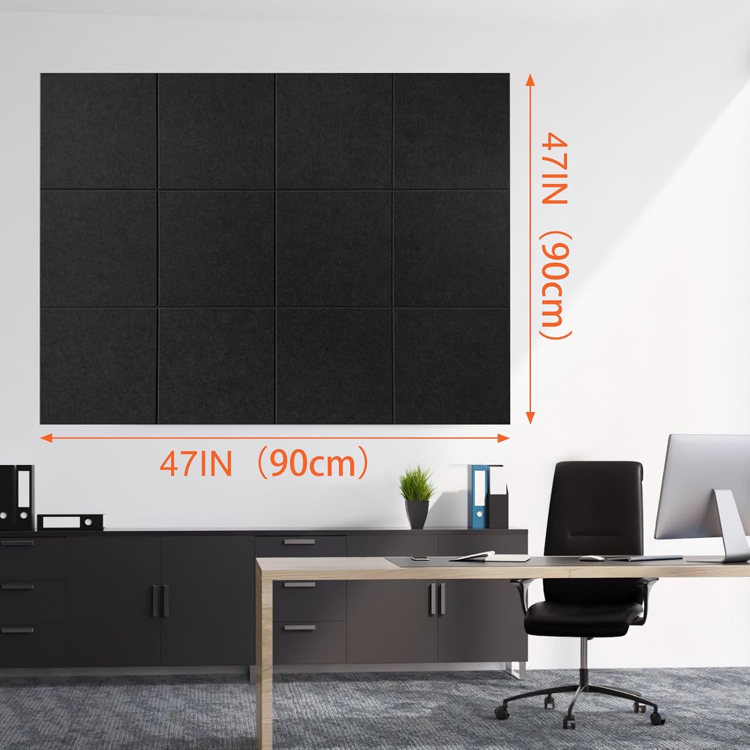 Cork Boards for Walls 48" x 36" Felt Board Alternative, 12 Pack Felt Wall Tiles Bulletin Board, Large Cork Board for Office Pin Board Tack Board Cork Boards