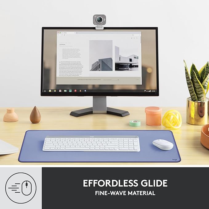 Logitech Desk Mat - Studio Series, Multifunctional Large Desk Pad, Extended Mouse Mat, Office Desk Protector with Anti-Slip Base, Spill-Resistant Durable Design, in Lilac