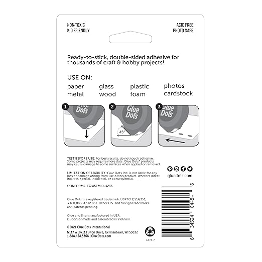 Glue Dots, Craft Dots Dot N' Go Dispenser, Double-Sided, 3/8", .38 Inch, 200 Dots, DIY Craft Glue Tape, Sticky Adhesive Glue Points, Liquid Hot Glue Alternative, Clear