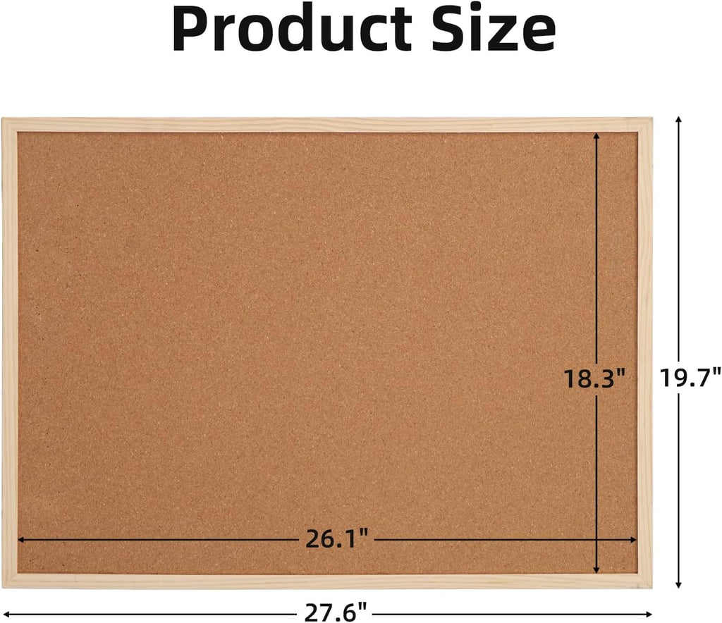 20” x 28” Cork Boards for Walls with Wooden Frame 1pack, Whiteboard and Cork Board Combo Double Sided Office Board for Wall Organizer, Bulletins Board Hanging Pin Board for School Home Office