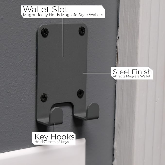 Apple Wallet Wall Mount - Wallet and Key Magnetic Steel Mounting Bracket Phone Wall Holder for Iphone and Mag Safe Accessory