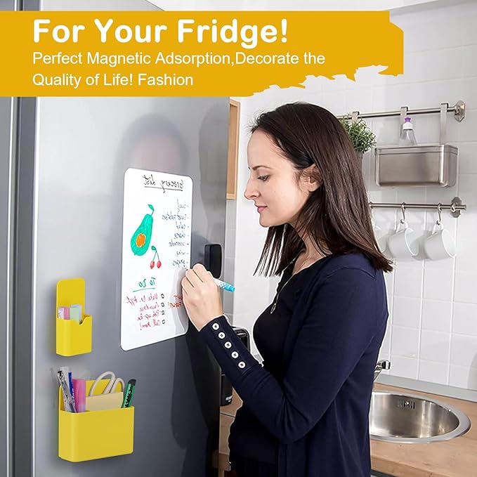 Magnetic Pen Holder,2 Pack Magnetic Dry Erase Marker Holder with Generous Compartments,Strong Magnet Storage Marker Pen Pencil Organizer for Refrigerator,Whiteboard,Locker Accessories