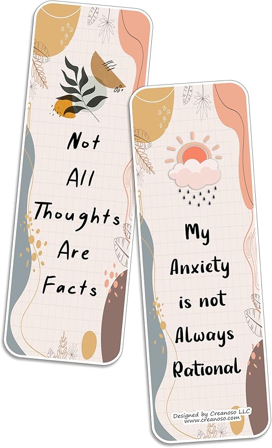 Creanoso Anxiety Statement Cards (10-Sets x 6 Cards) – Daily Inspirational Card Set – Interesting Book Page Clippers – Great Rewards for Adults and Professionals