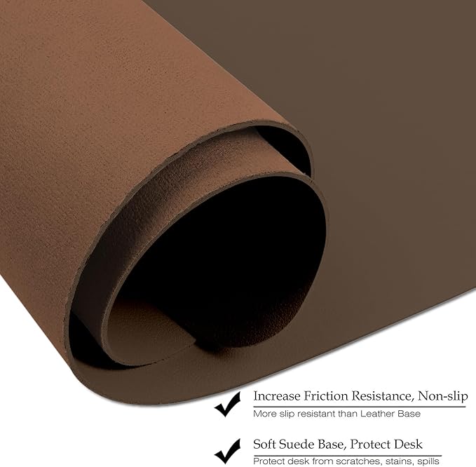 ‎Boutilon Leather Desk Pad 30" x14",Non-Slip Mouse Pad,Office Desk Mat,Waterprooft PU Leather Desk Blotter,Desk Pad Protector,Desk Writing Pad for Home Office Decor (M-Coffee)