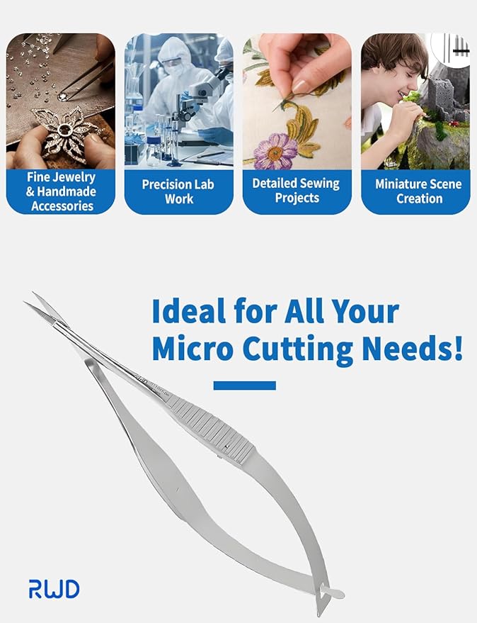 VANNAS Micro Spring Scissors - Curved/Fan-Shaped/Sharp Tip/8cm-S11037-08