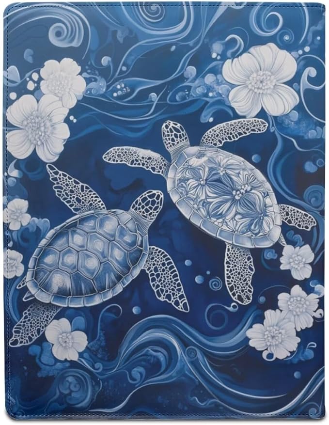 Cozeyat Floral Sea Turtle Clipboard Folder Portfolio, A4 Leather Padfolio Clipboard, Business Portfolio Clipboard Folder Professional Portfolio for Interview Resume Office Conference