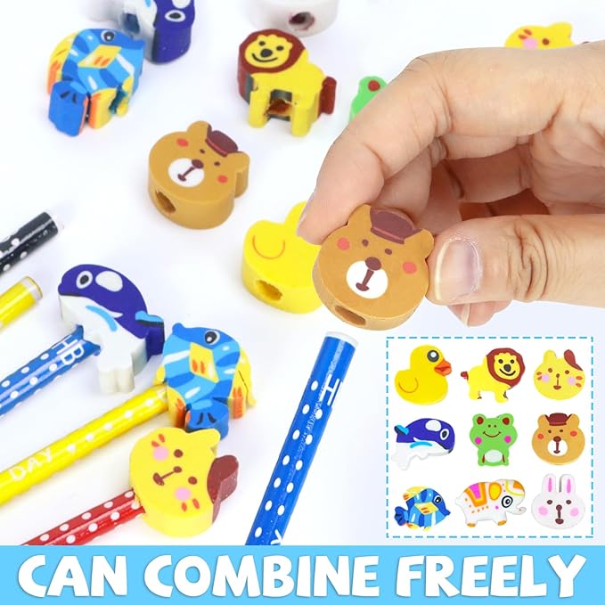 50 Pack Assorted Colorful Cartoon Animal Pencil With Erasers, Fun Pencils For Kids, Bulk Pencils With Animal Eraser Toppers,Party Favor Pencils For Kids Novelty Pencils