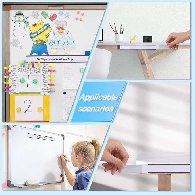 Eeoyu Magnetic Label Holders with Magnets Magnetic Data Card Holders with Clear Plastic Protectors for Metal Shelf, Whiteboard, Set of 30 (1 x 8 Inch)