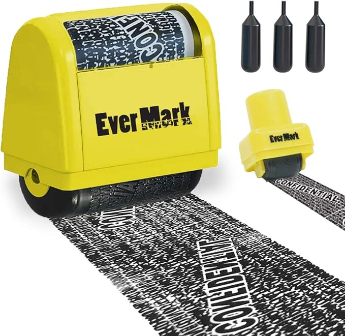 Identity Theft Protection Roller Stamp 2 Pack Confidential Roller Stamp with 3 Refills - Identity Protection Roller Stamps for Data Privacy, ID Protection and Address Blocker
