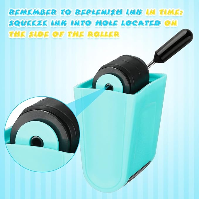 Sherr 2 Handwriting Line Stamp Roller Dashed Handwriting Lines Practice Roller Stamp for Kids, Teachers Kindergarten Education Classroom Back to School Need(2.72 x 2.44 x 1.54 Inch,Light Blue)