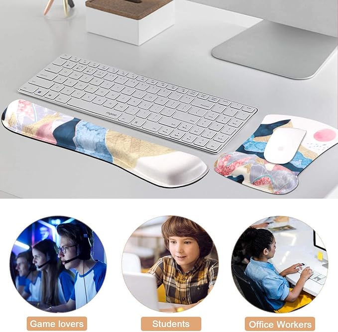 iCasso Keyboard Wrist Rest and Mouse Wrist Rest Pad, Made of Memory Foam, Ergonomic Support, Easy Typing and Relieve Wrist Pain, Perfect for Gaming, Computer, Office, Laptop (N-Abstract Scenery)