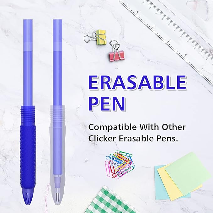 Vanstek 12 Blue Erasable Gel Pen Refills, Gel Ink Refills Compatible with FriXion & Friction Erasable Pens, Fine Point 0.7 mm, Perfect for Writing Planner & Crossword Puzzles