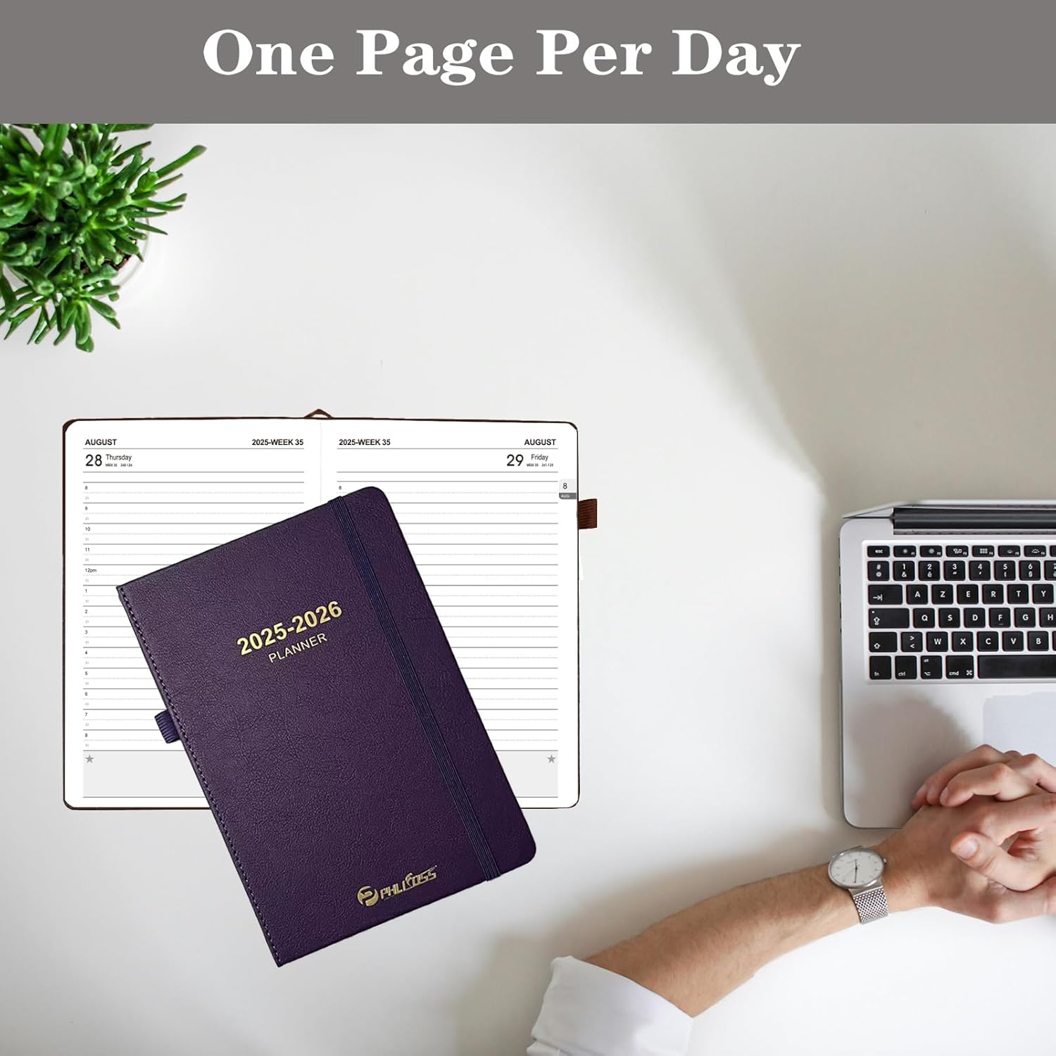 2025-2026 Daily Planner, One Page Per Day, Academic Calendar (July 2025 - June 2026), Appointment Book with Time Slots and Monthly Tabs, 5.7" x 8.25", Pocket, Leather Cove (Sky blue)