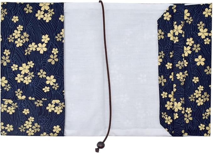 BLBMH A5 Book Cover for Paperbacks- Adjustable Fabric Book Sleeve Cover Protector Fit for 5.5x8.2 inch Hardcover Softcover Book Novels Notebook -Blue Cherry Blossoms