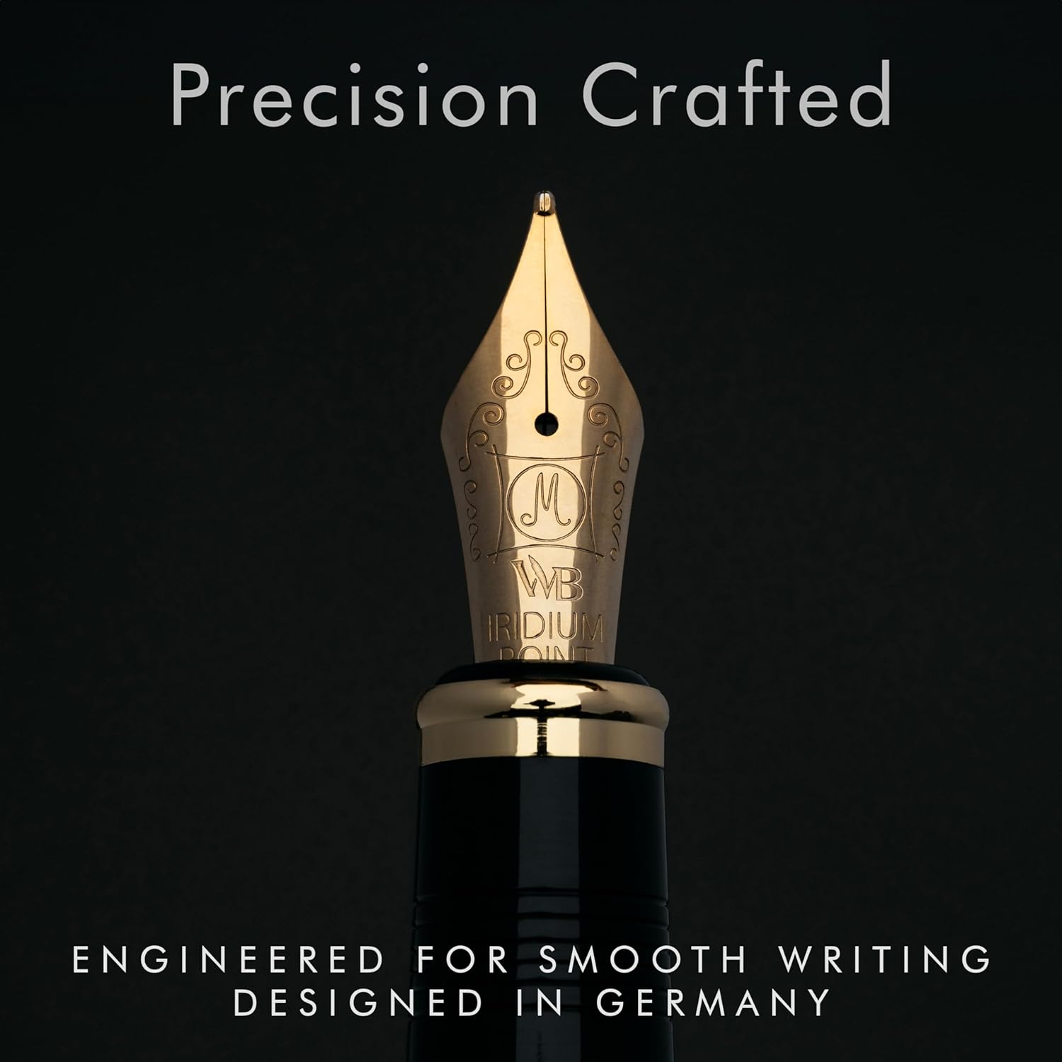 Wordsworth & Black Majesti Fountain Pen-(Black), Luxury Case, Gold Finish; 18K Gilded Medium Nib- Ink Cartridges, Refillable Ink Converter-Calligraphy Pen-Best Business Gift Set for Men & Women