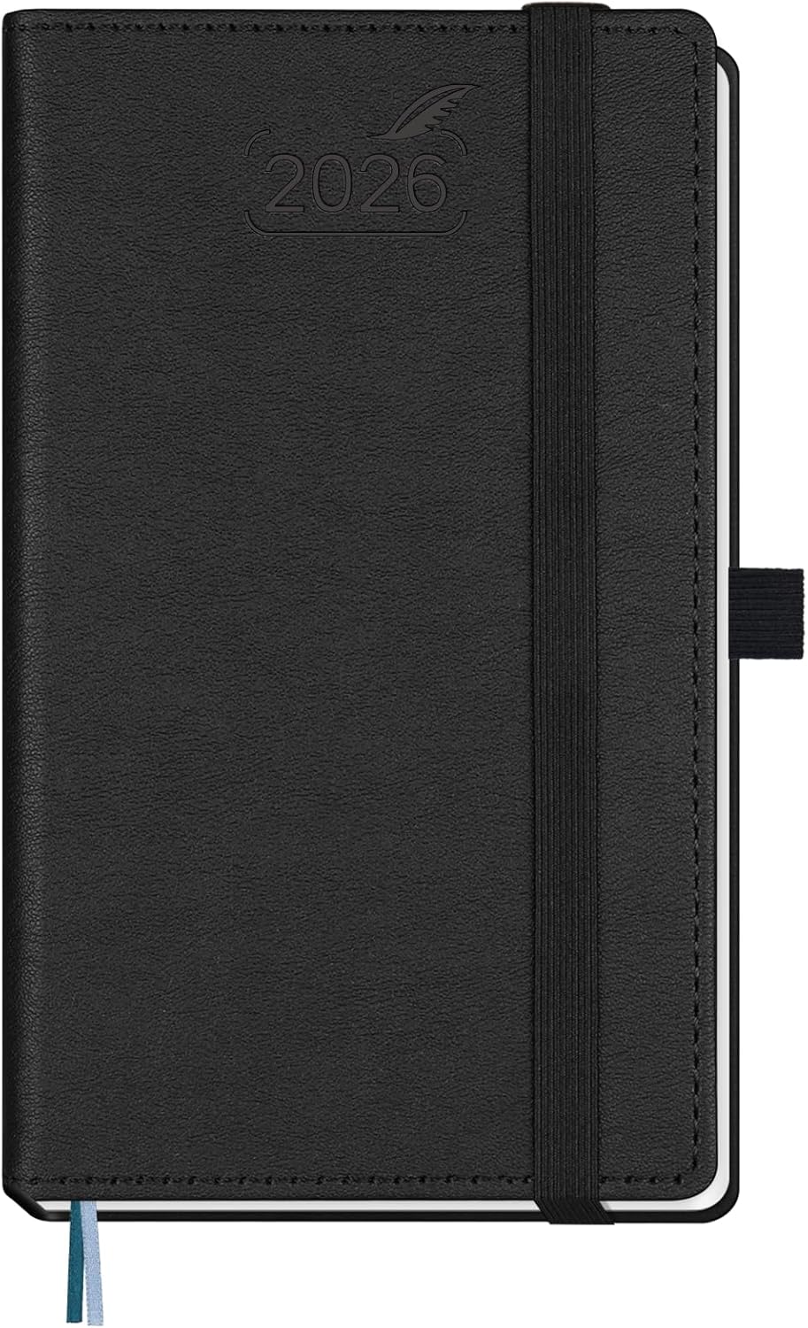 BEZEND Pocket Calendar 2026 Weekly and Monthly (3.5" x 6") Small Daily Planner for Purse (Jan-Dec) with Notes & Expenses, Inner Pocket, Pen Holder, Vegan Leather Hardcover - Black
