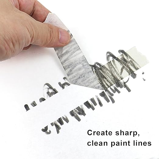 4 Pack White Artist Tape - Art Masking Tape for Watercolor Paper, Canvas Acrylic Painting, Curves, Framing, Paint, Gouache, Console - Acid Free Drafting Tape 1/4" (0.25") Wide - 360FT Total