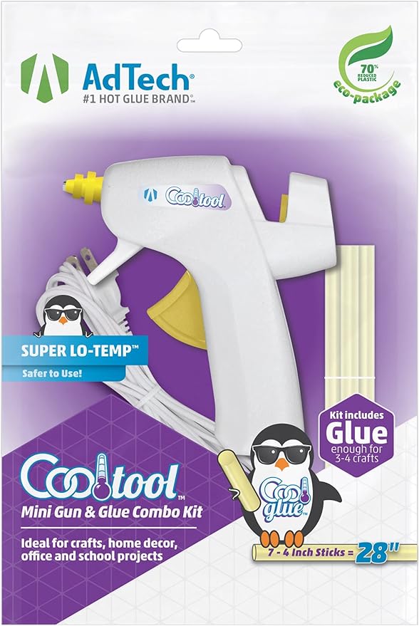 AdTech Cool Tool Kit with Low-Temp Glue Gun, White - Kid-Friendly, Safe for Crafting & Projects, Lightweight & Portable for Group Events