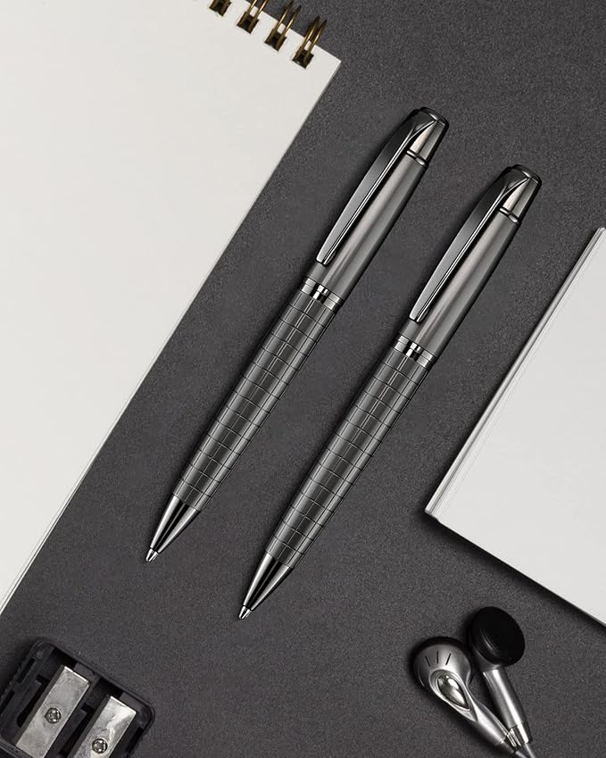 Cambond Ballpoint Pens Black Pens - Bulk Pens Metal Pen for Journaling Gift Business Men Police Flight Attendants 1.0 mm Medium Point Nice Pens, 3 Pens with 6 Refills (Gun Black)